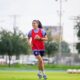 Diana Ordóñez preparandose para el partido Tigres vs Leon femenil