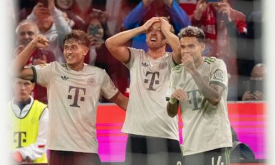 Harry Kane no se lo puede creer tras anotar 100 goles para Bayern Múnich