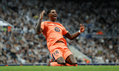 Marcus Rashford, del FC Barcelona, celebra después de anotar el primer gol de su equipo durante el partido de la Fase de Liga de la UEFA Champions League 2025/26 (Jornada 1) entre el Newcastle United FC y el FC Barcelona en St. James’ Park, el 18 de septiembre de 2025 en Newcastle upon Tyne, Inglaterra. (Foto de Michael Regan - UEFA/UEFA vía Getty Images).